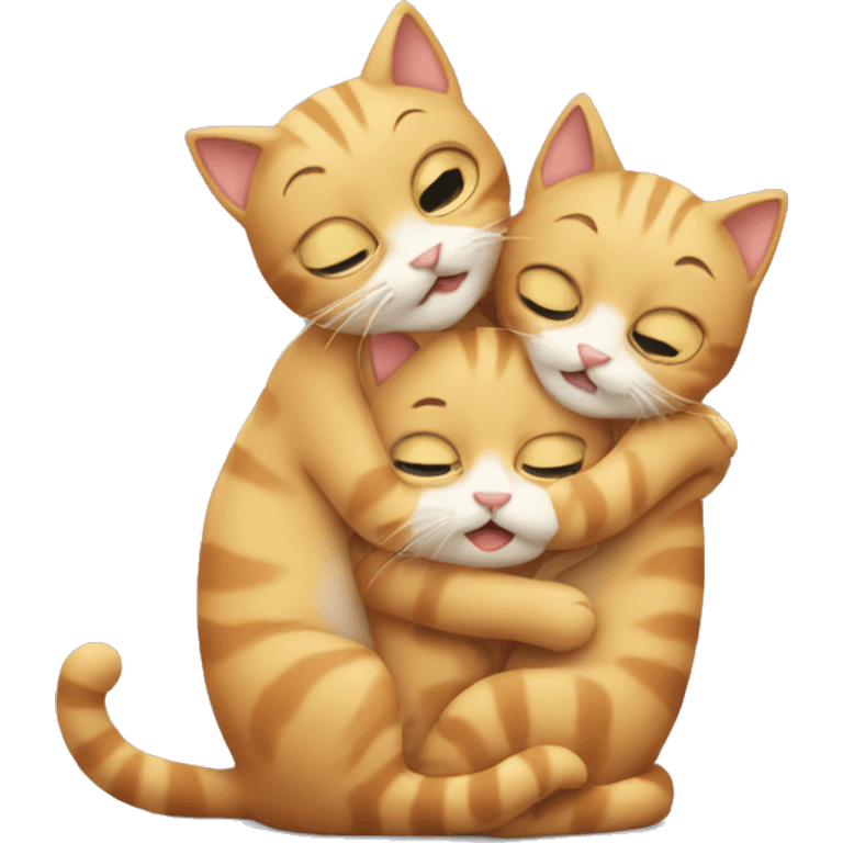 three cats hugging emoji