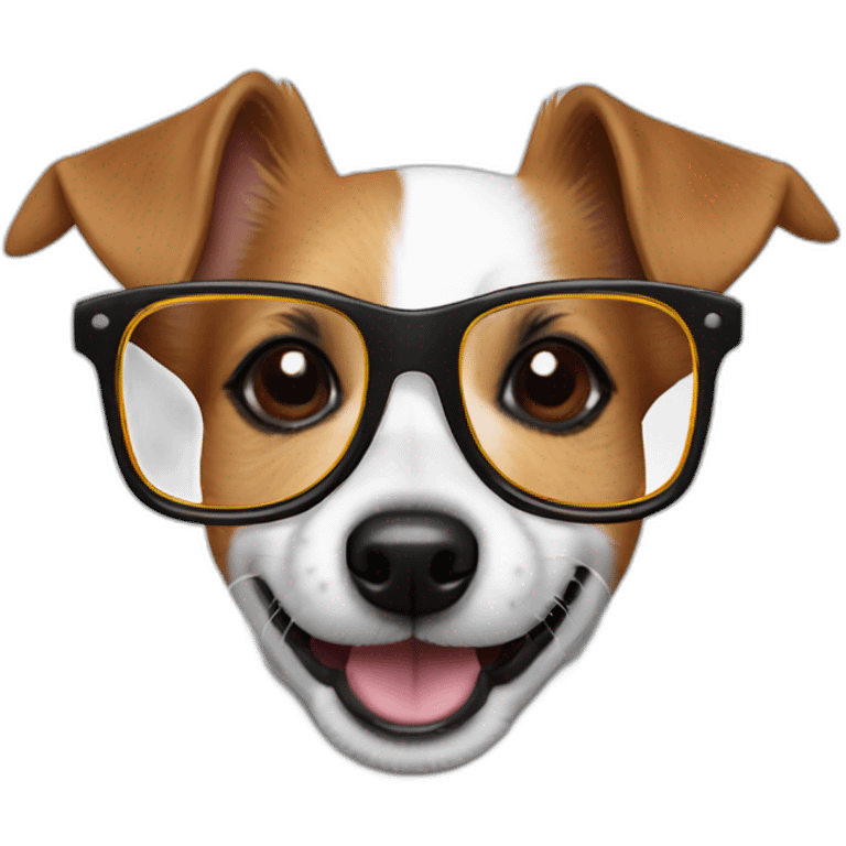 cheerful Jack Russell terrier with glasses emoji