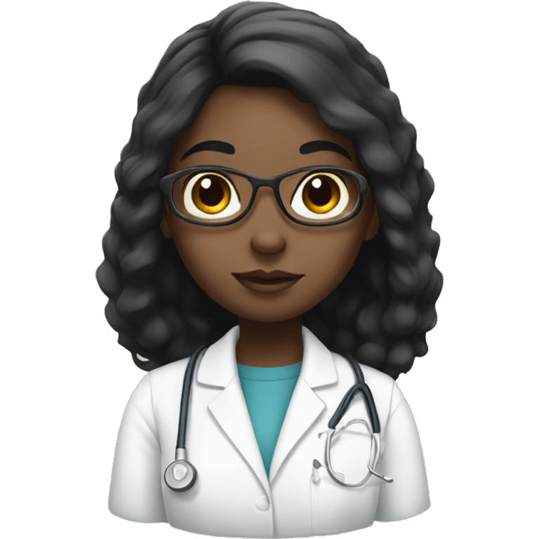 Black hair girl with white skin studying medicine emoji