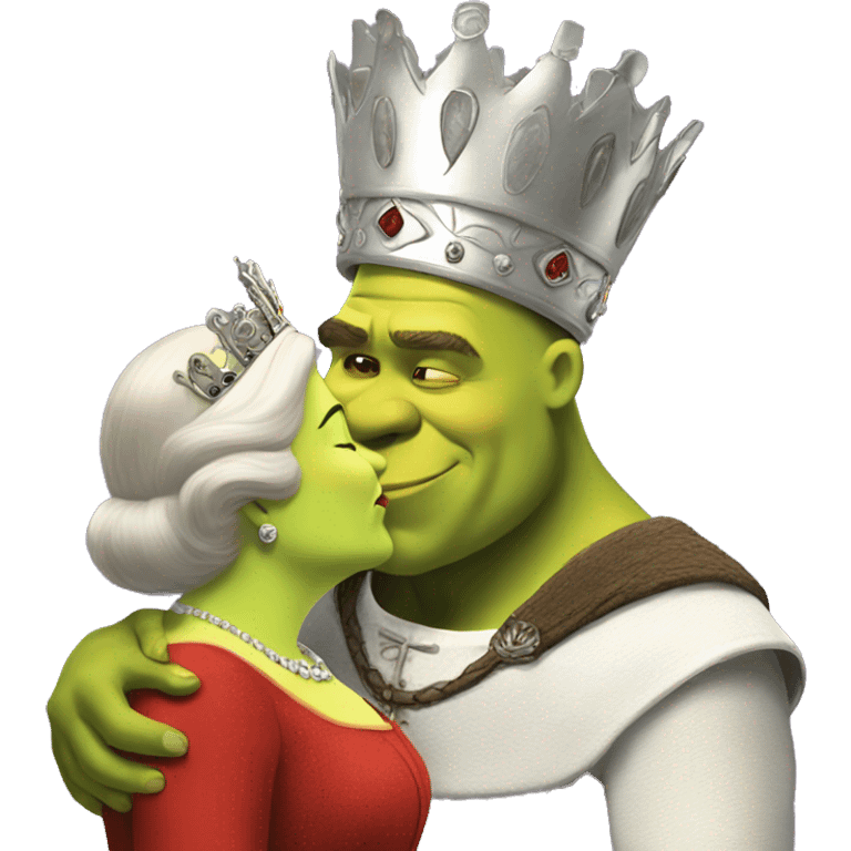 Shrek kissing the queen emoji