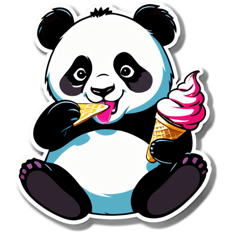 Panda eating ice cream emoji