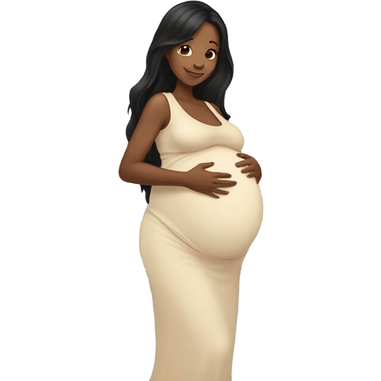 Black hair pregnant woman emoji