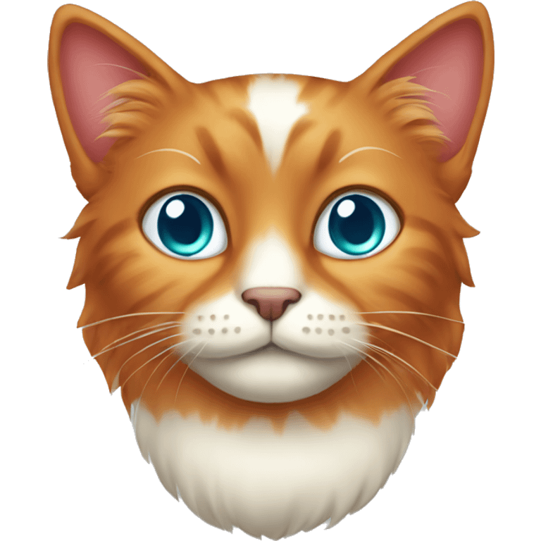 A red cat with a long mustache and green-blue eyes emoji