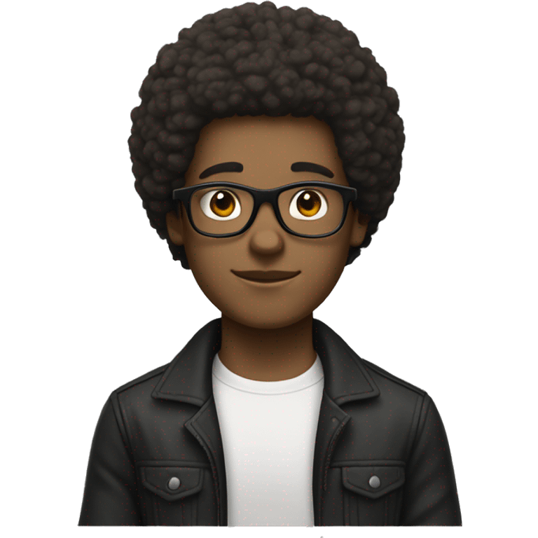 a white boy with afro hair and black glasses. make the hair a light brown. the skin is very light colour emoji