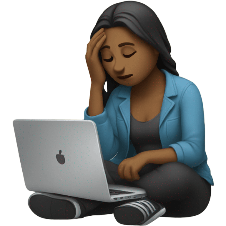 feeling sad women with laptop on lap emoji