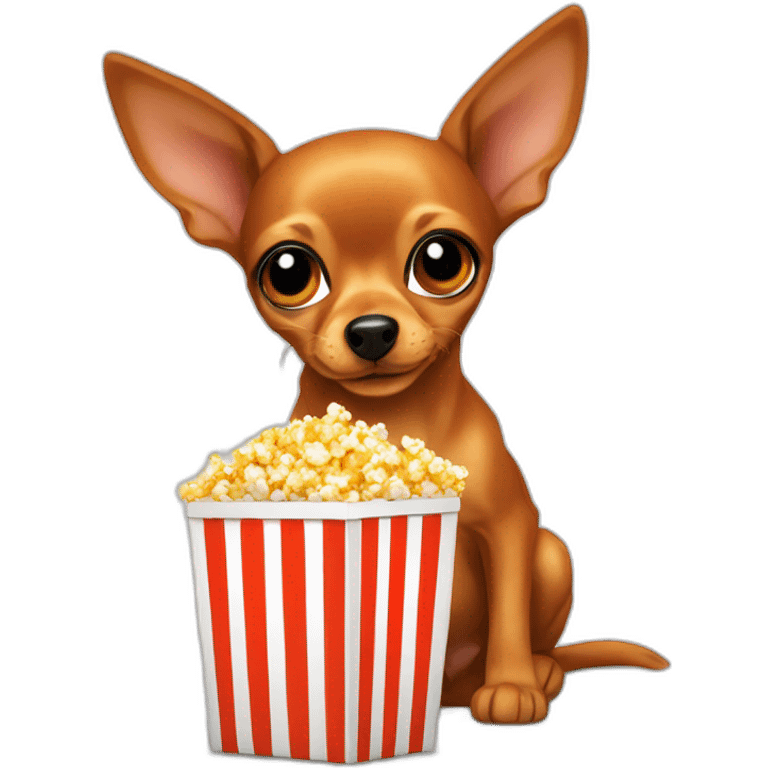 Orange dog Russian toy terrier, eating popcorn emoji