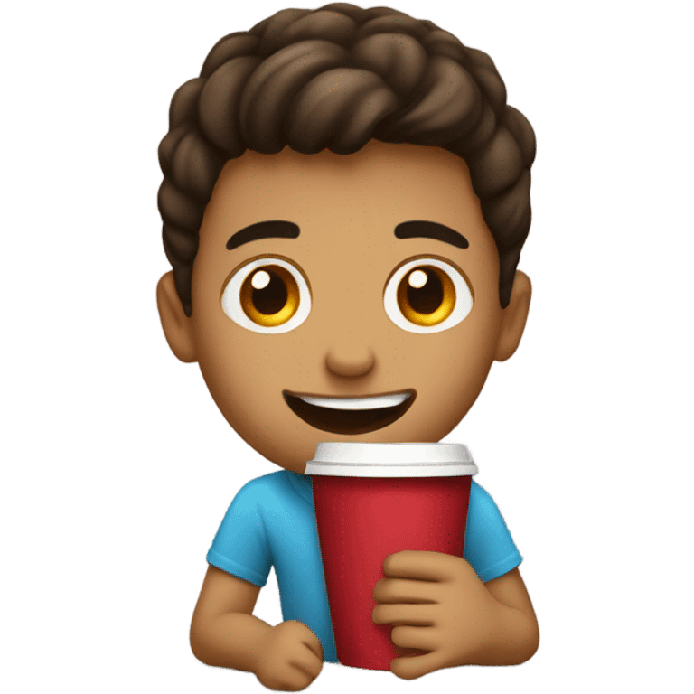 A boy drink coffe emoji