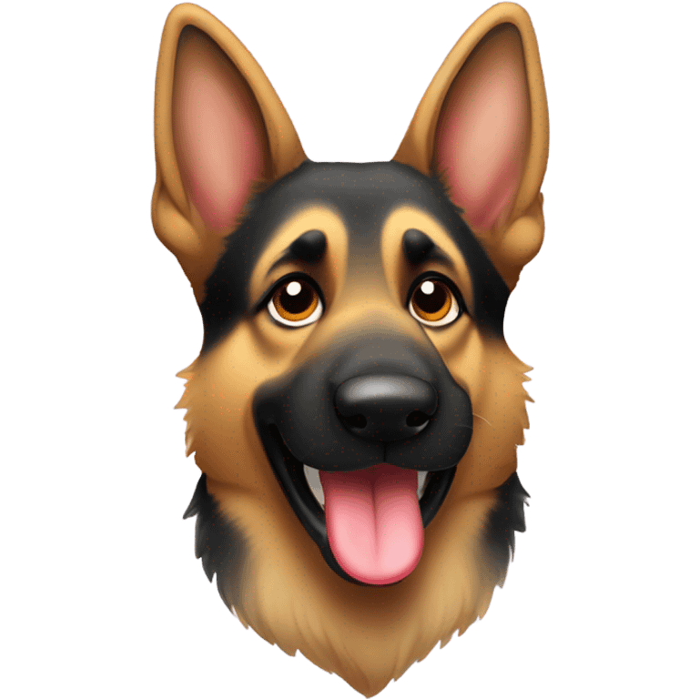 German Shepard blowing a kiss that’s a heart  emoji