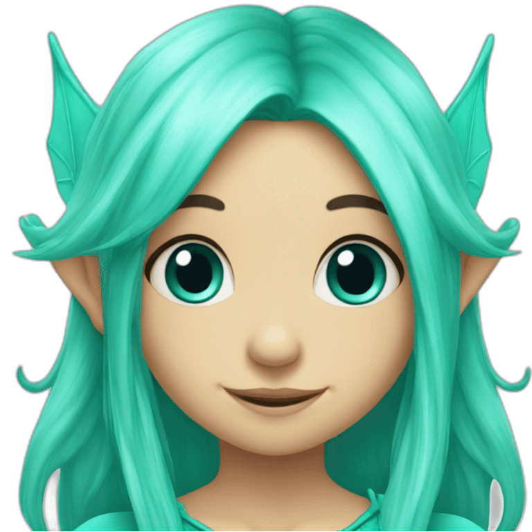 cute turquoise elf fairy with long hair emoji