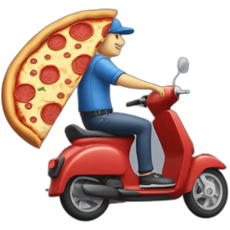 pizza delivery in pizza shape scooter emoji