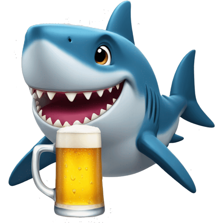 Happy Shark having beer party emoji