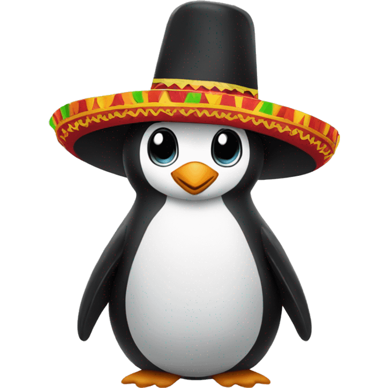 penguin with mexican hat and macarenas emoji