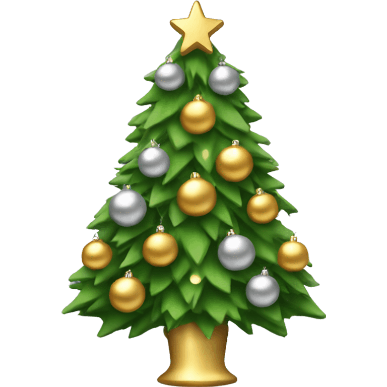 christmas tree with silver and gold ornaments  emoji