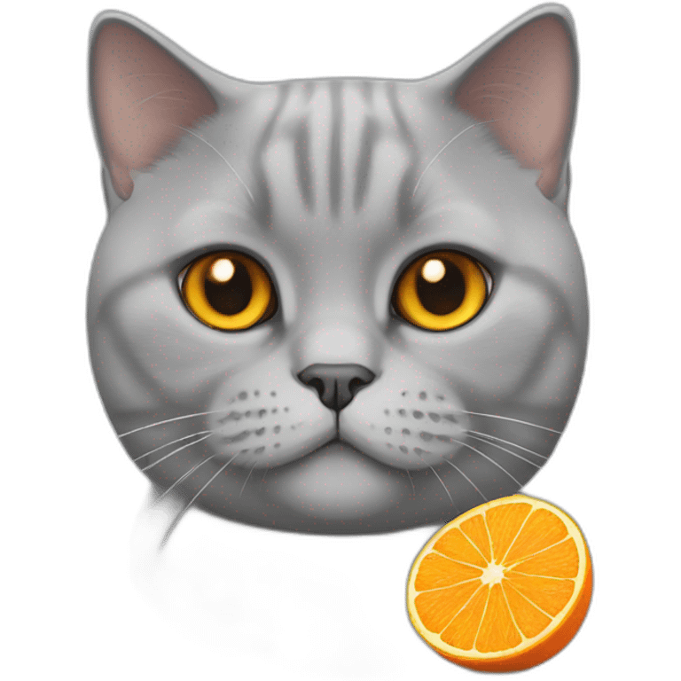 British shorthair cat with orange eyes emoji