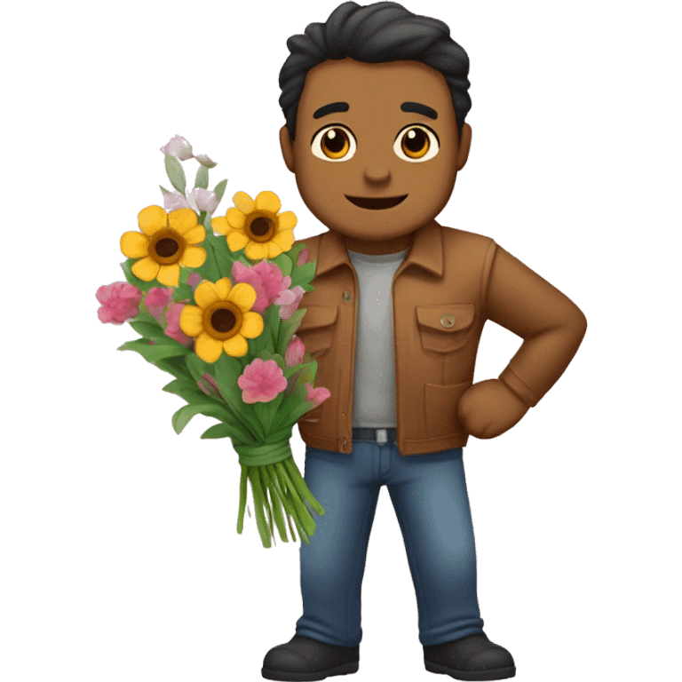 Oso con ramo de flores emoji