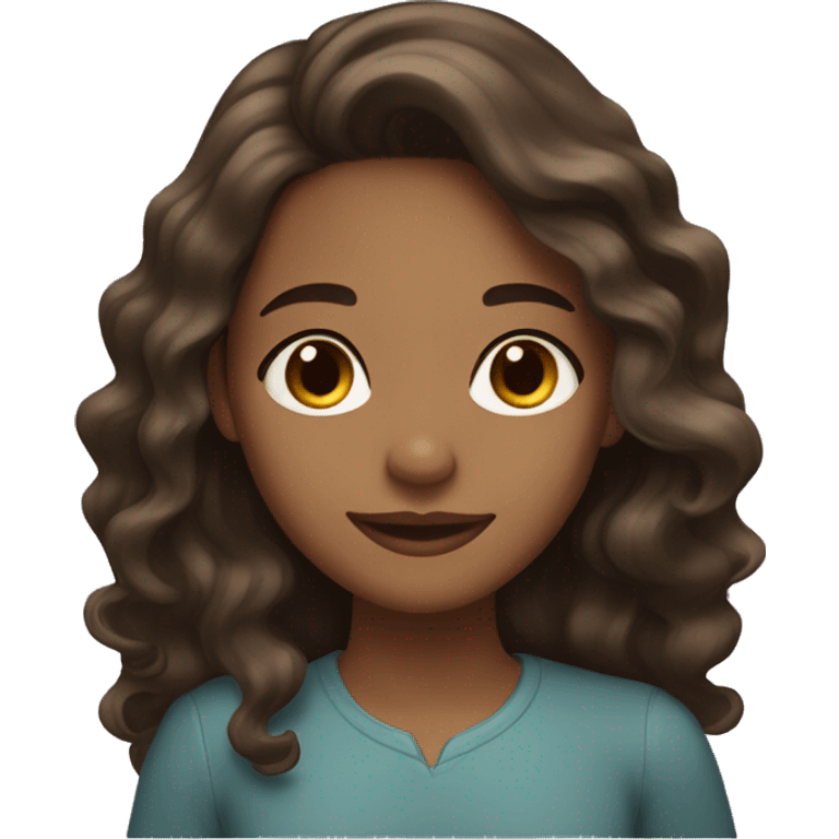 light brown skin girl with long wavy dark brown hair emoji