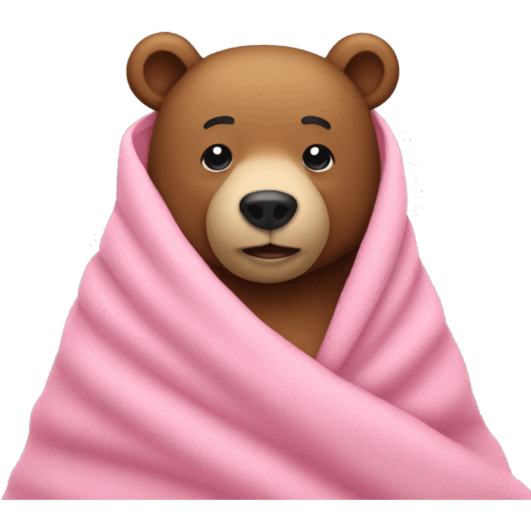 bear wrapped in pink blanket emoji