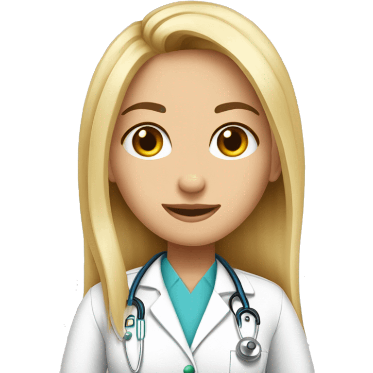 doctora joven rubia cabello largo ojosazules emoji