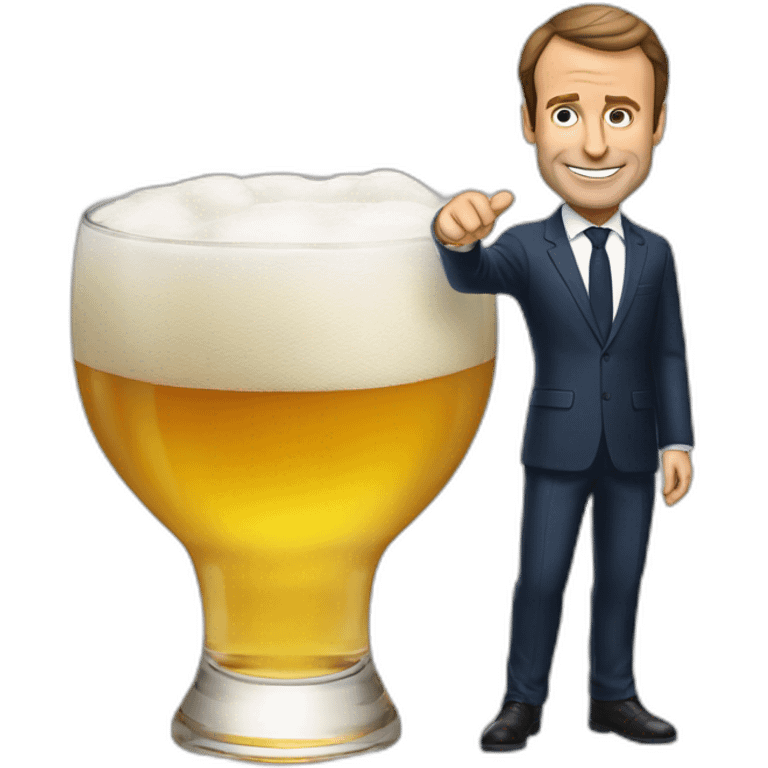 Macron avec une bierre emoji