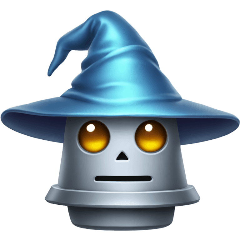 cute robot in a wizard's hat emoji