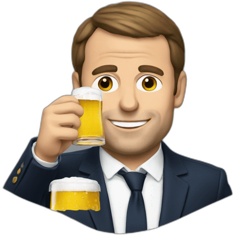 macron drinking beer emoji