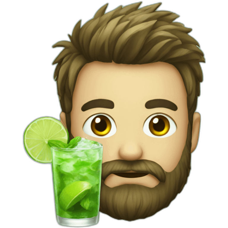 beard boy with mojito emoji