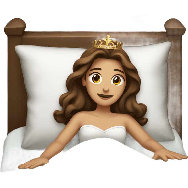 Brown haired princess in bed emoji