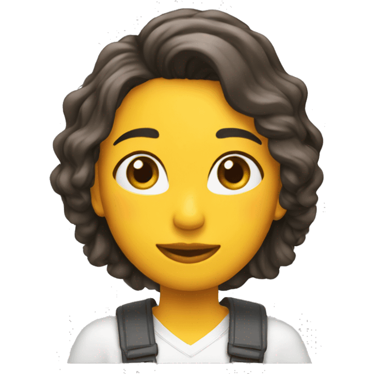 Chica con rizo y poco pelo emoji