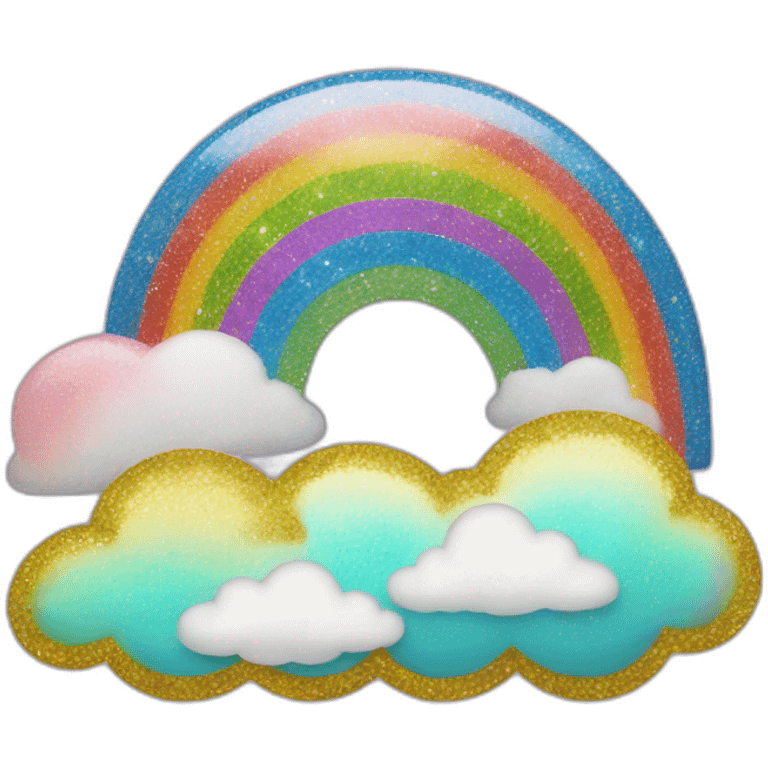 glitter rainbow with clouds emoji