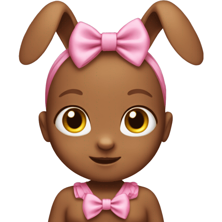 Brown baby bunny wearing pink hair bow emoji