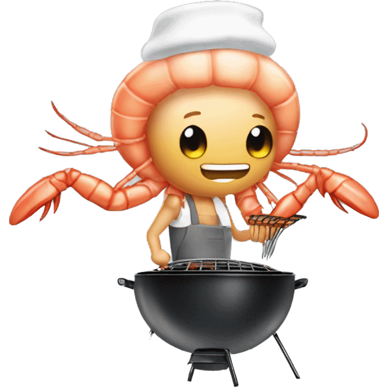 shrimp who is a gamer grilling and has anime hair emoji