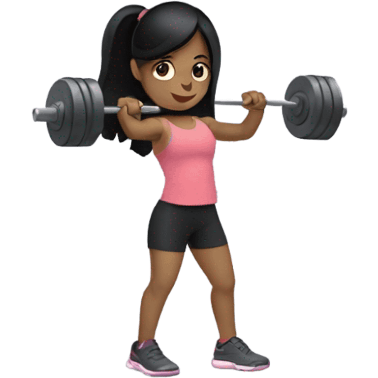 a girl with black hair at the gym  emoji