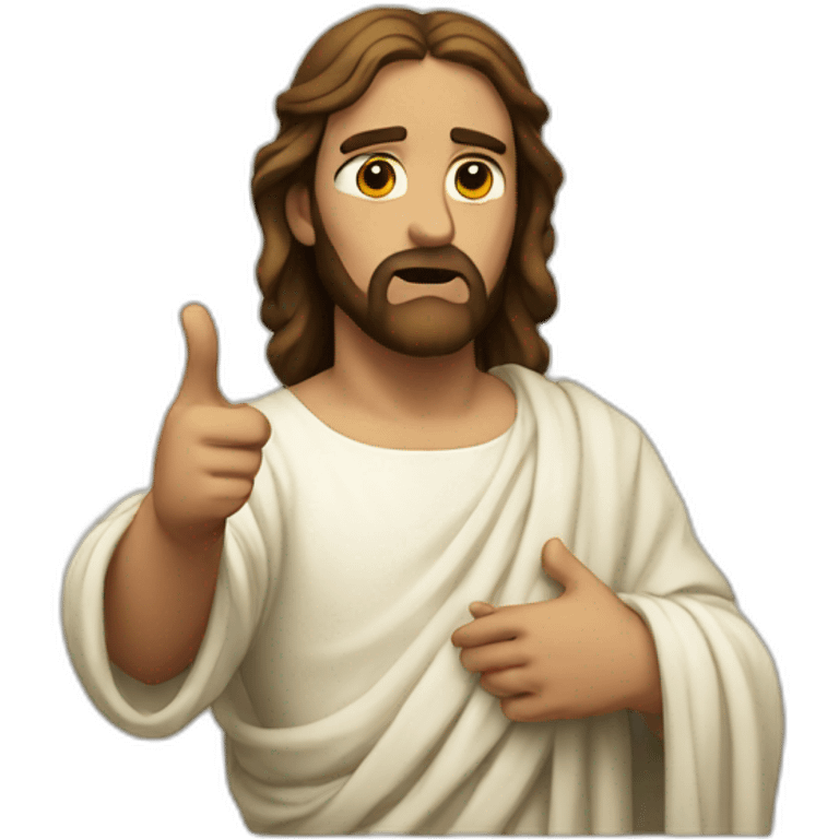 Sad Jesus pointing emoji