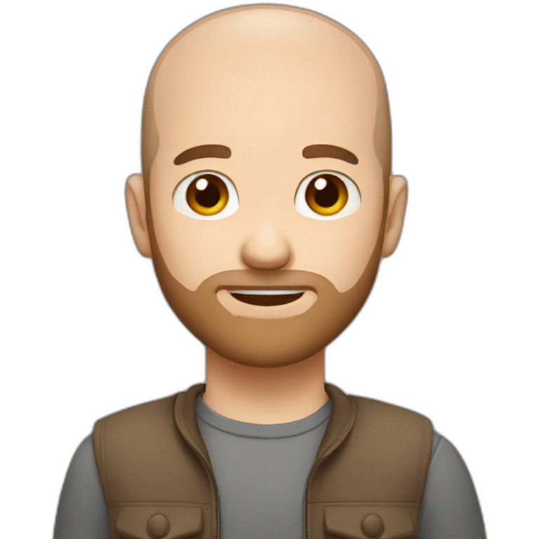 Short hair, balding, short beard, white skin, brown hair emoji