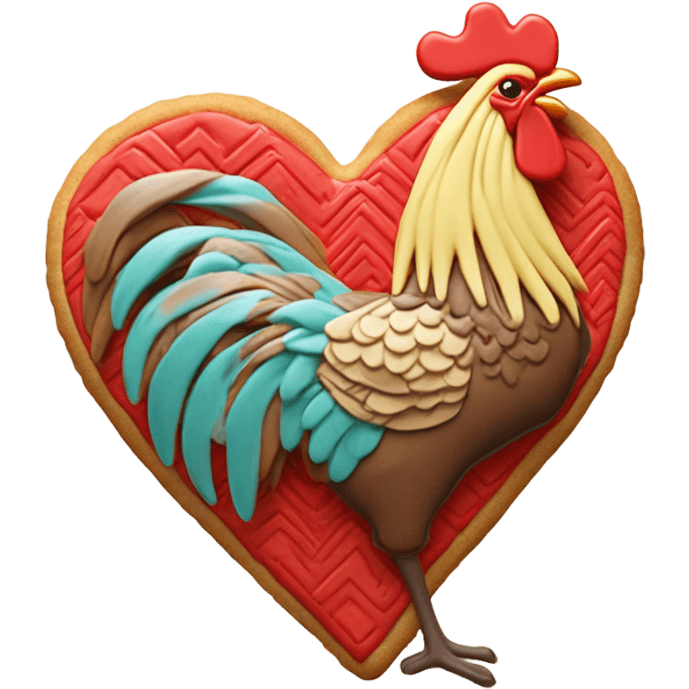 cookie heart with rooster emoji