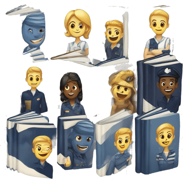 Navy Blue 4 Books  emoji