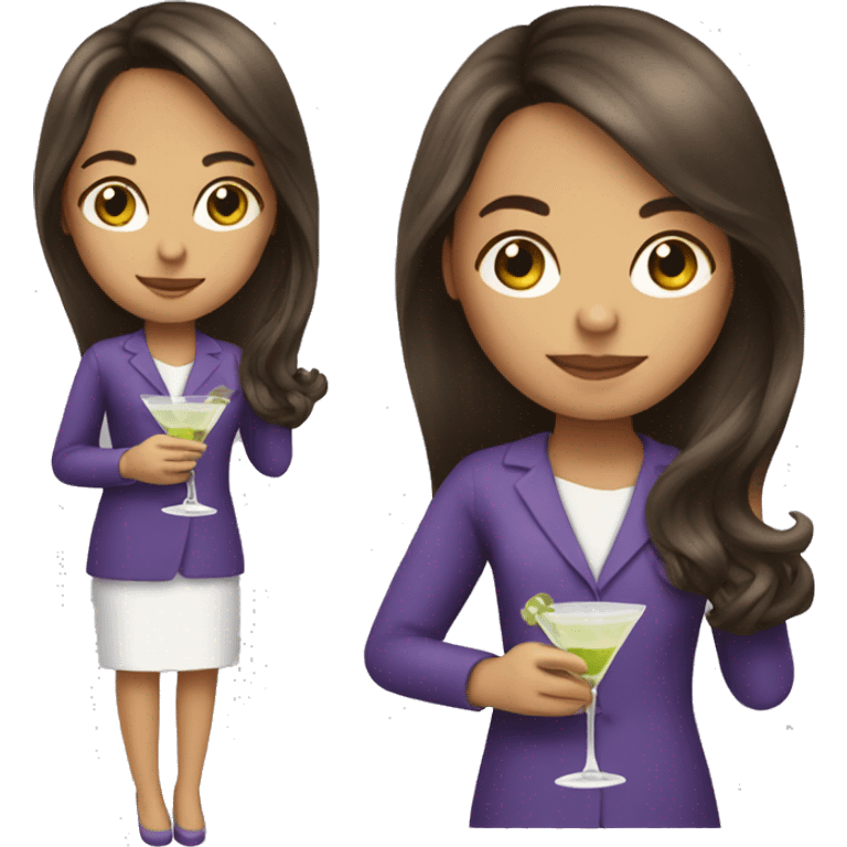 long hair brunette girl holding martini emoji