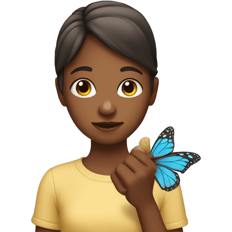 A girl having butterfly in her hand emoji