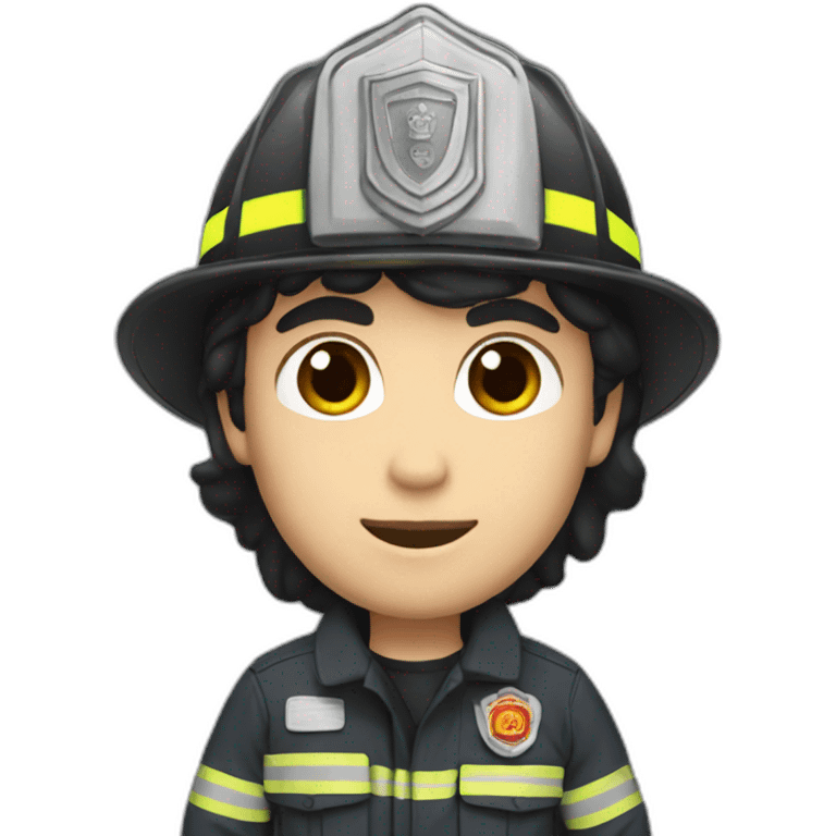 Firefighter, black hair, man, white skin, straight hair, brown eyes emoji