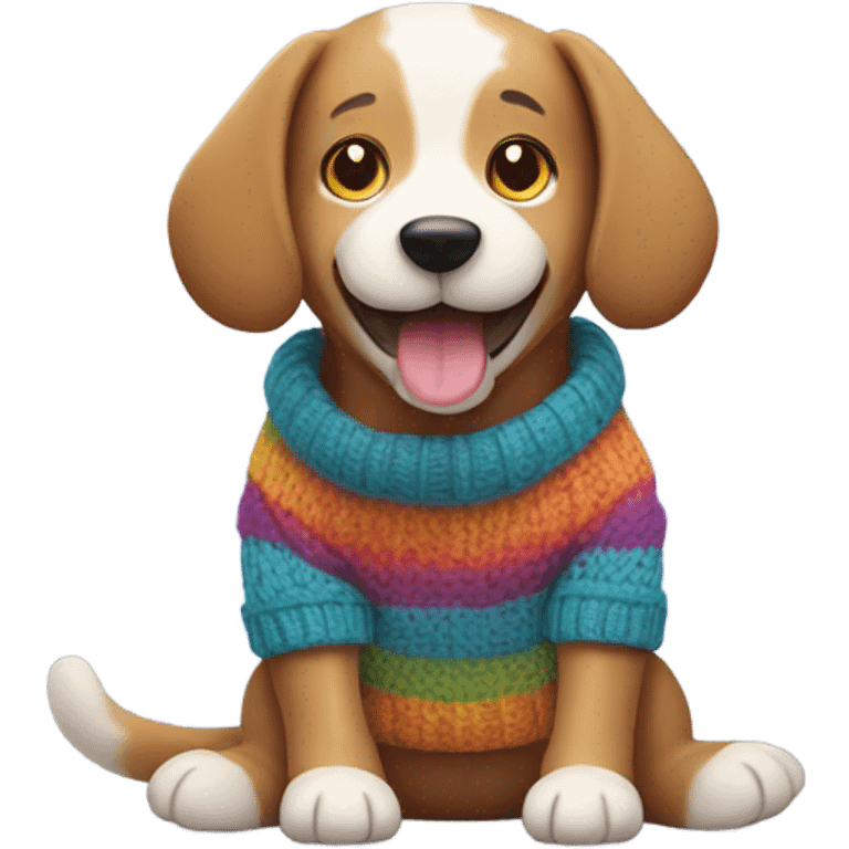  Happy Dog knitting a sweater  emoji