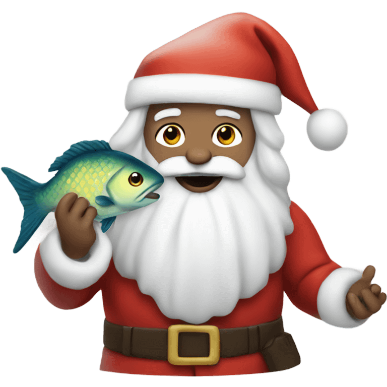 White Santa with fish in his hands  emoji