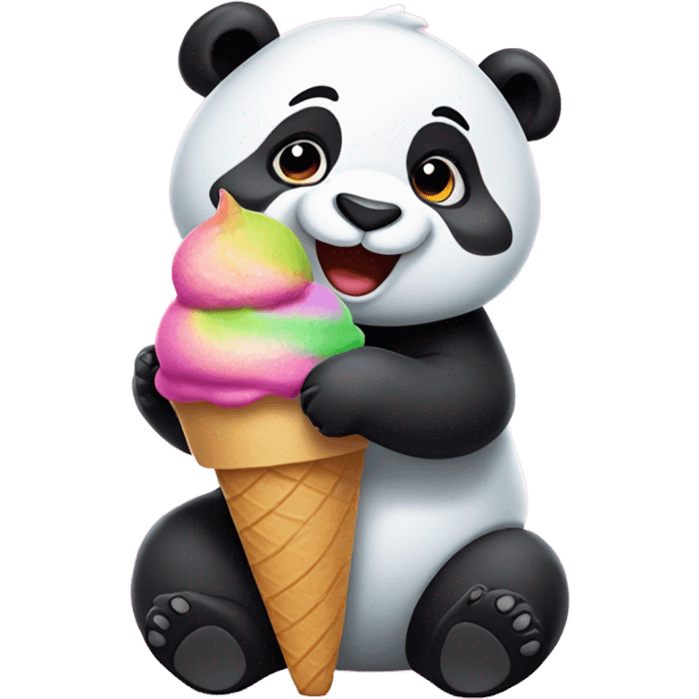 Panda eating ice cream emoji