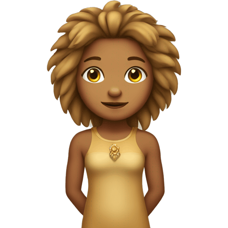 Little tan girl dressed as a lion emoji