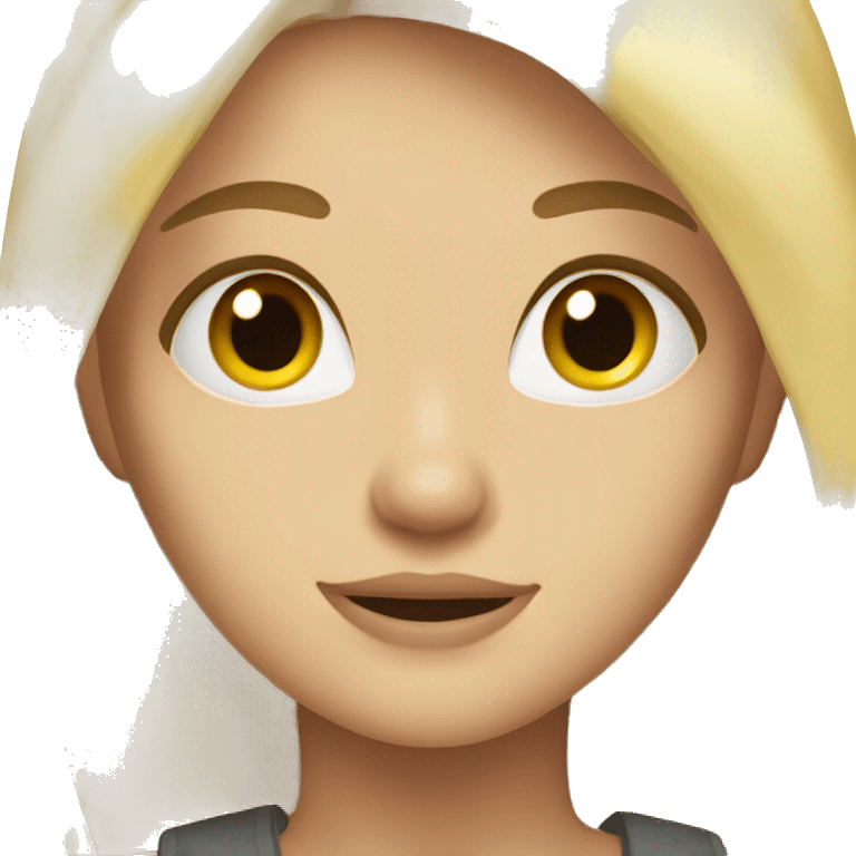 blonde hair gul and brown eyes, long hair  emoji