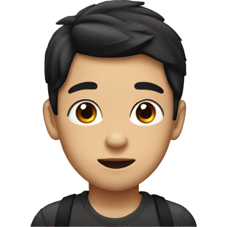 A boy with black hair with a bow on his head emoji