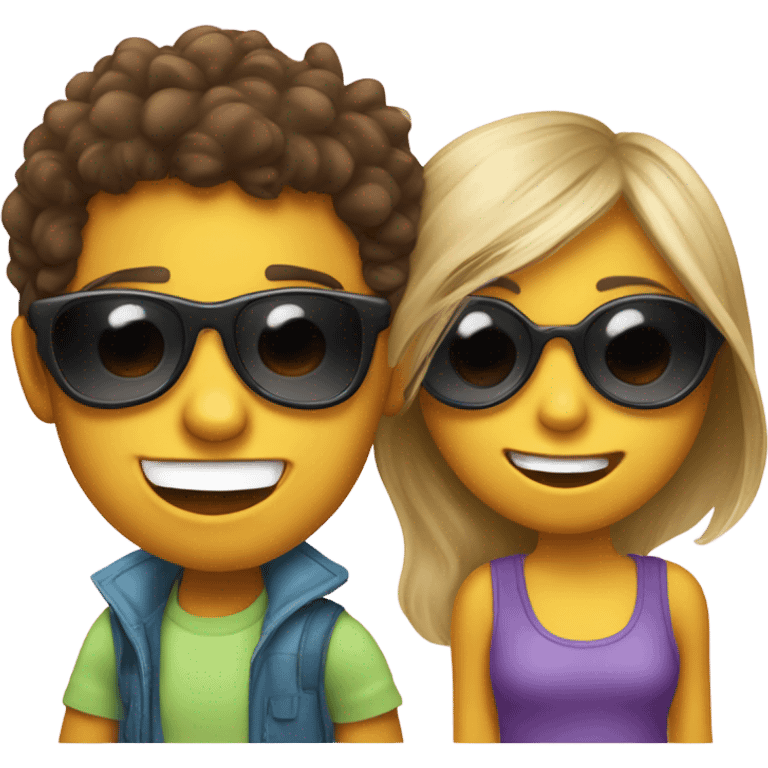 funny girl wnd boy with sunglasses emoji