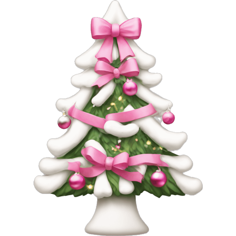 Christmas tree with pink and white bows ornaments  emoji