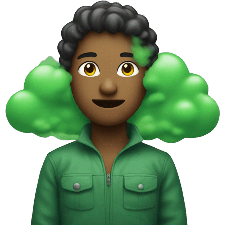 Person with green cloud around their waist emoji