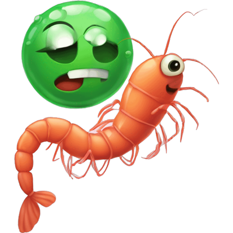 A germ and a shrimp hanging out, cartoon style emoji