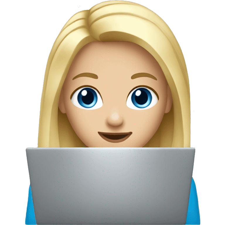 Blond hair blue eyes girl with laptop  emoji